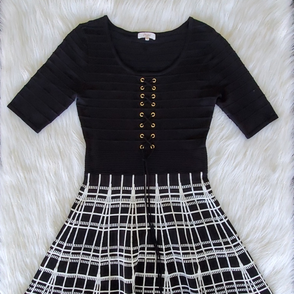 NWOT Candie's Geometric Knit Lace Dress